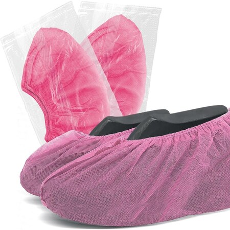 Wecare Protective Shoe Covers, Individually wrapped, 25 Pairs, Pink, 25PK WMN100152